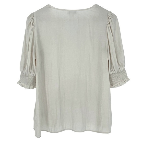 Maison D’Amelie Paris Champagne Cream Smocked Puff Sleeve Blouse Women’s Medium - Picture 2 of 12